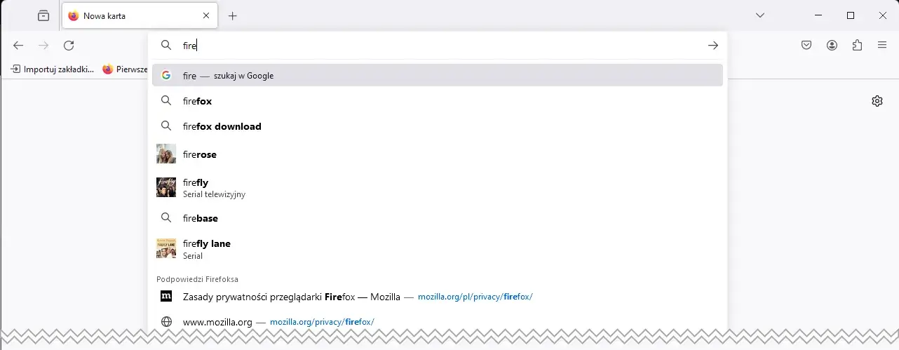 Jak wyłączyć sugestie w pasku wyszukiwania Firefox