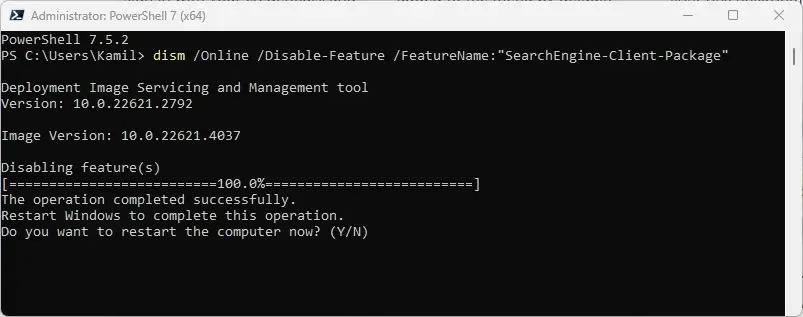 disable search index windows 10