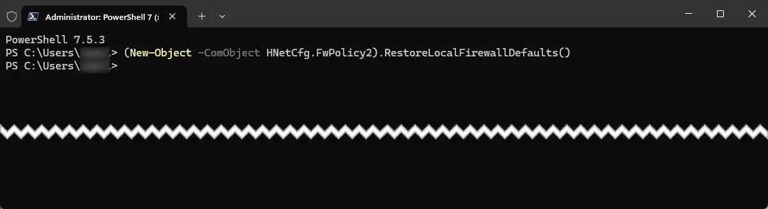 reset firewall powershell